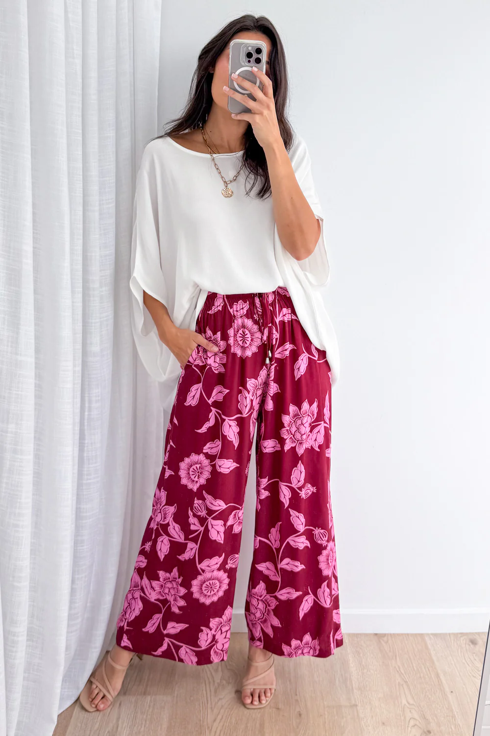 Addison Pants - Pink Multi Leaf - Image 2