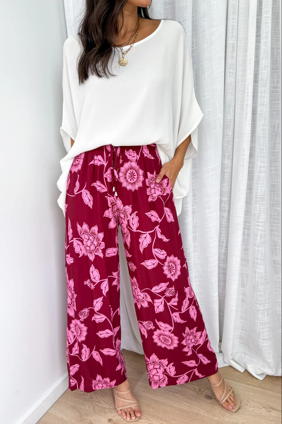 Addison Pants - Pink Multi Leaf - Image 5