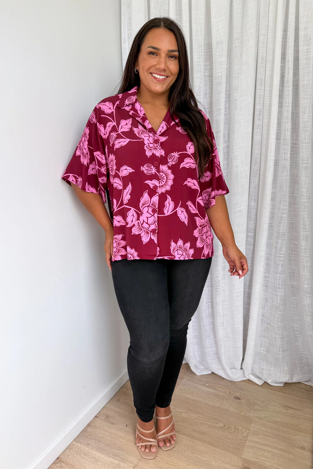 Addison Shirt - Pink Multi Leaf - Image 10