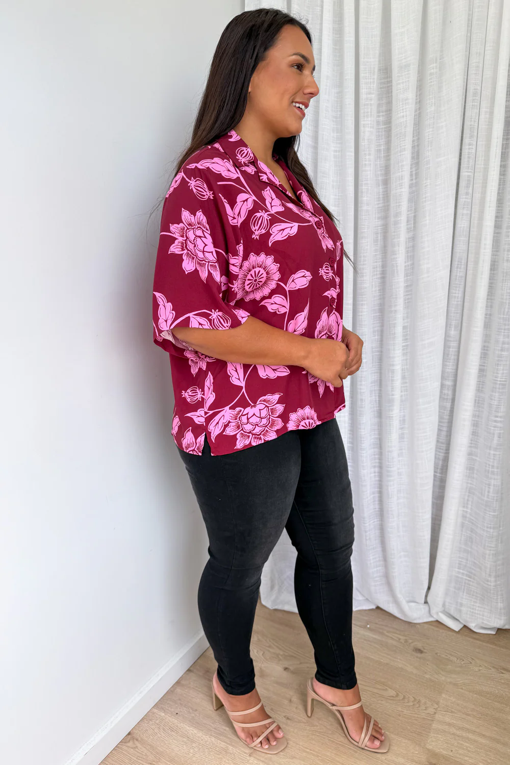 Addison Shirt - Pink Multi Leaf - Image 11