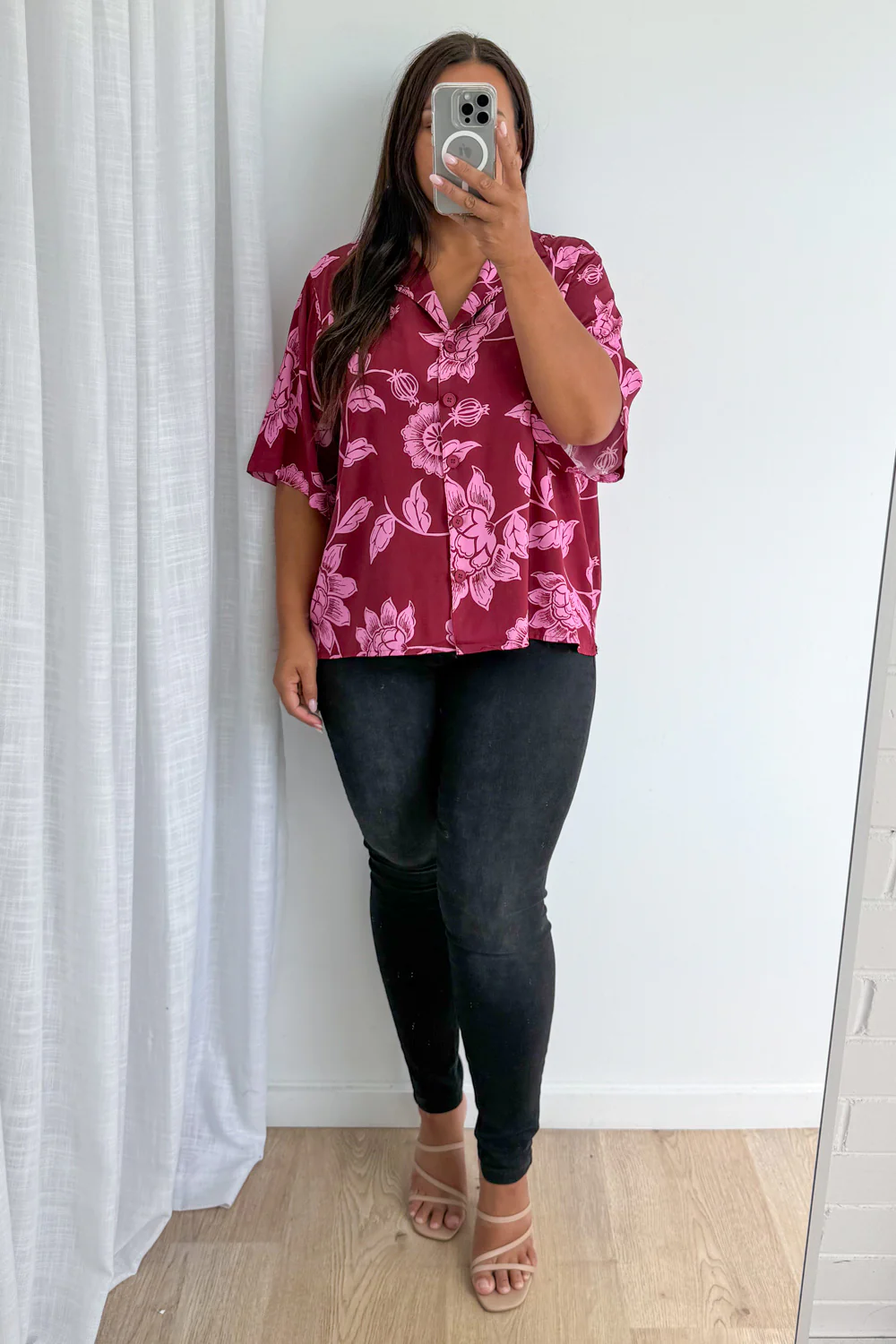 Addison Shirt - Pink Multi Leaf - Image 13