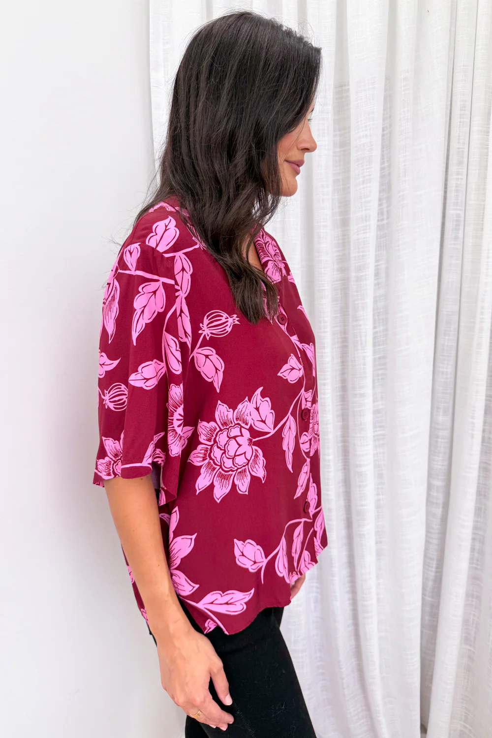 Addison Shirt - Pink Multi Leaf - Image 6