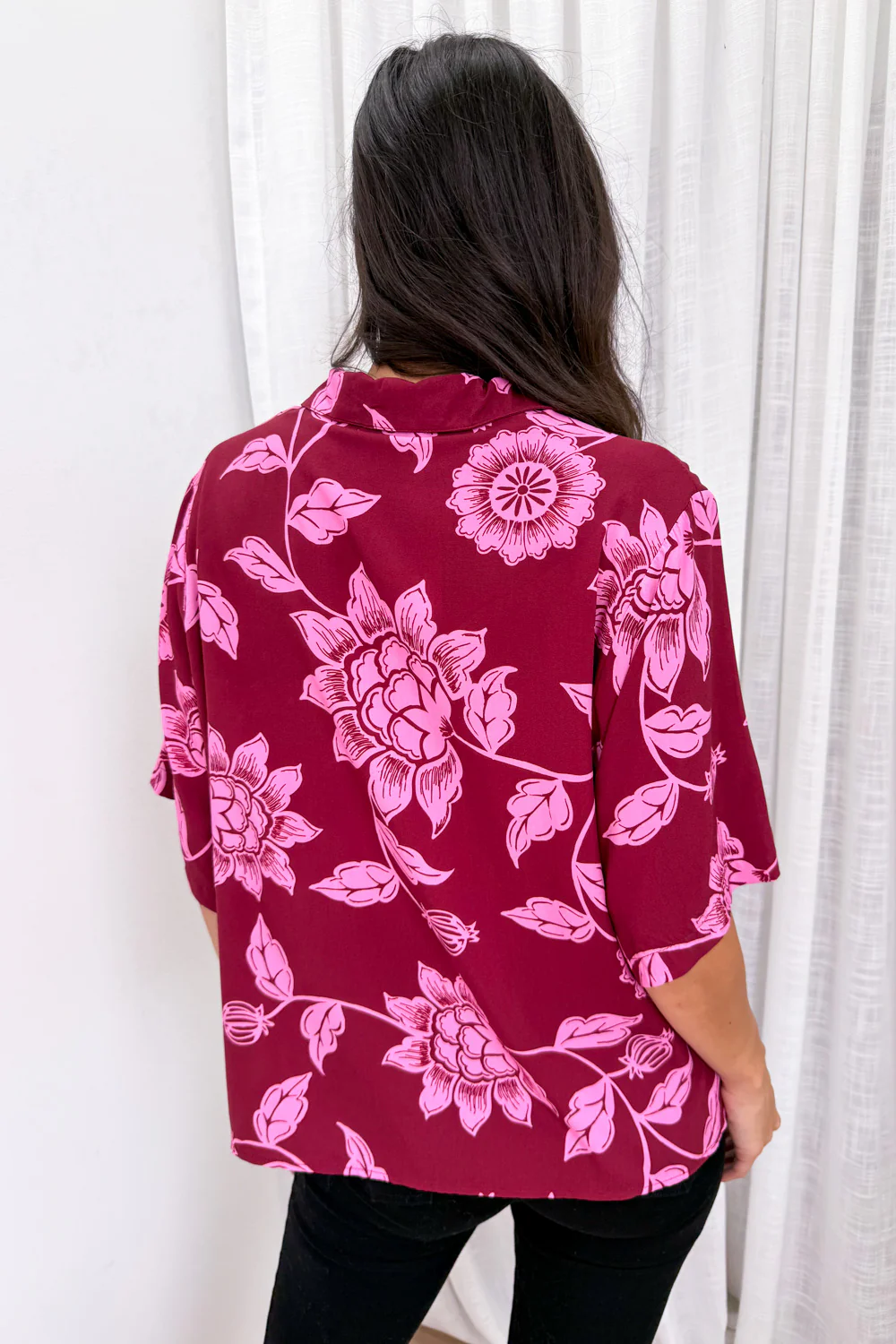 Addison Shirt - Pink Multi Leaf - Image 7