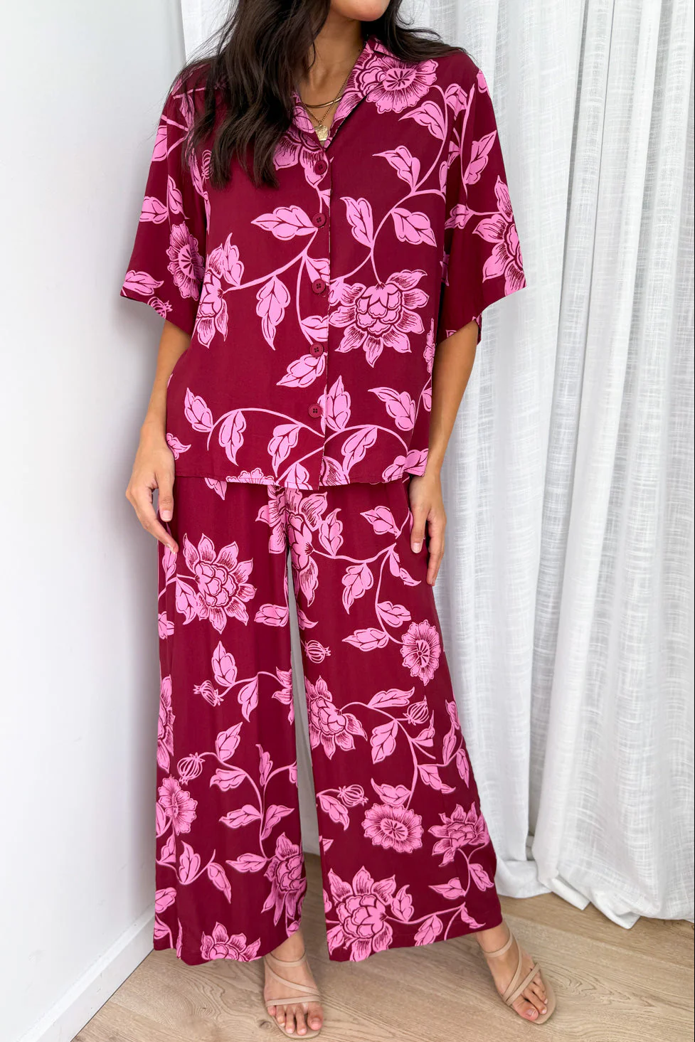 Addison Shirt - Pink Multi Leaf - Image 9