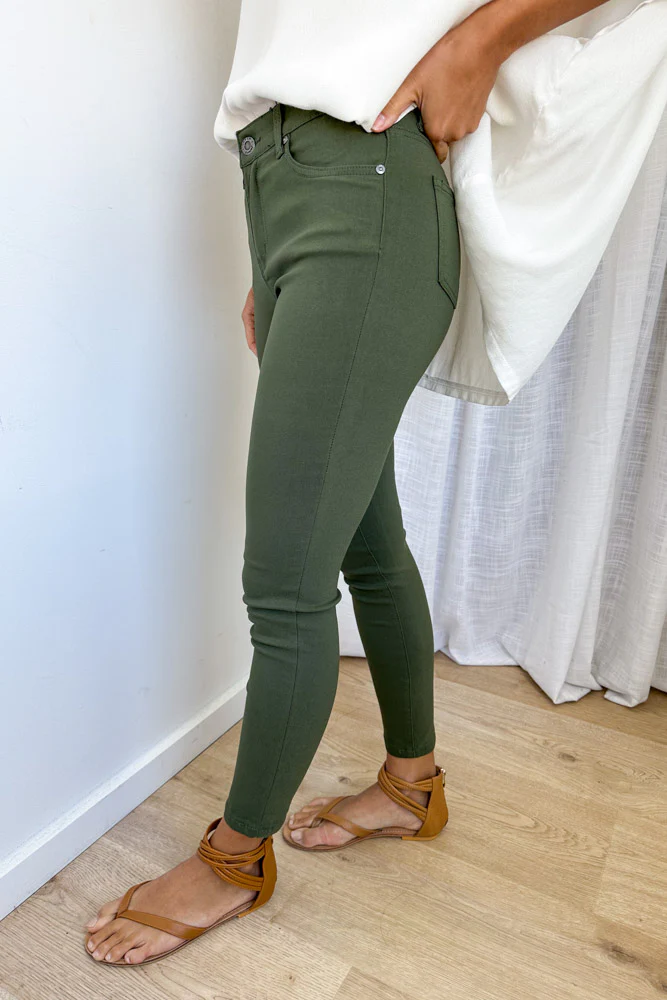 Alexa Pants Petite - Khaki - Image 3
