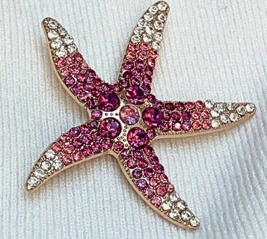Alora Embellished Starfish Brooch - Pink - Image 6