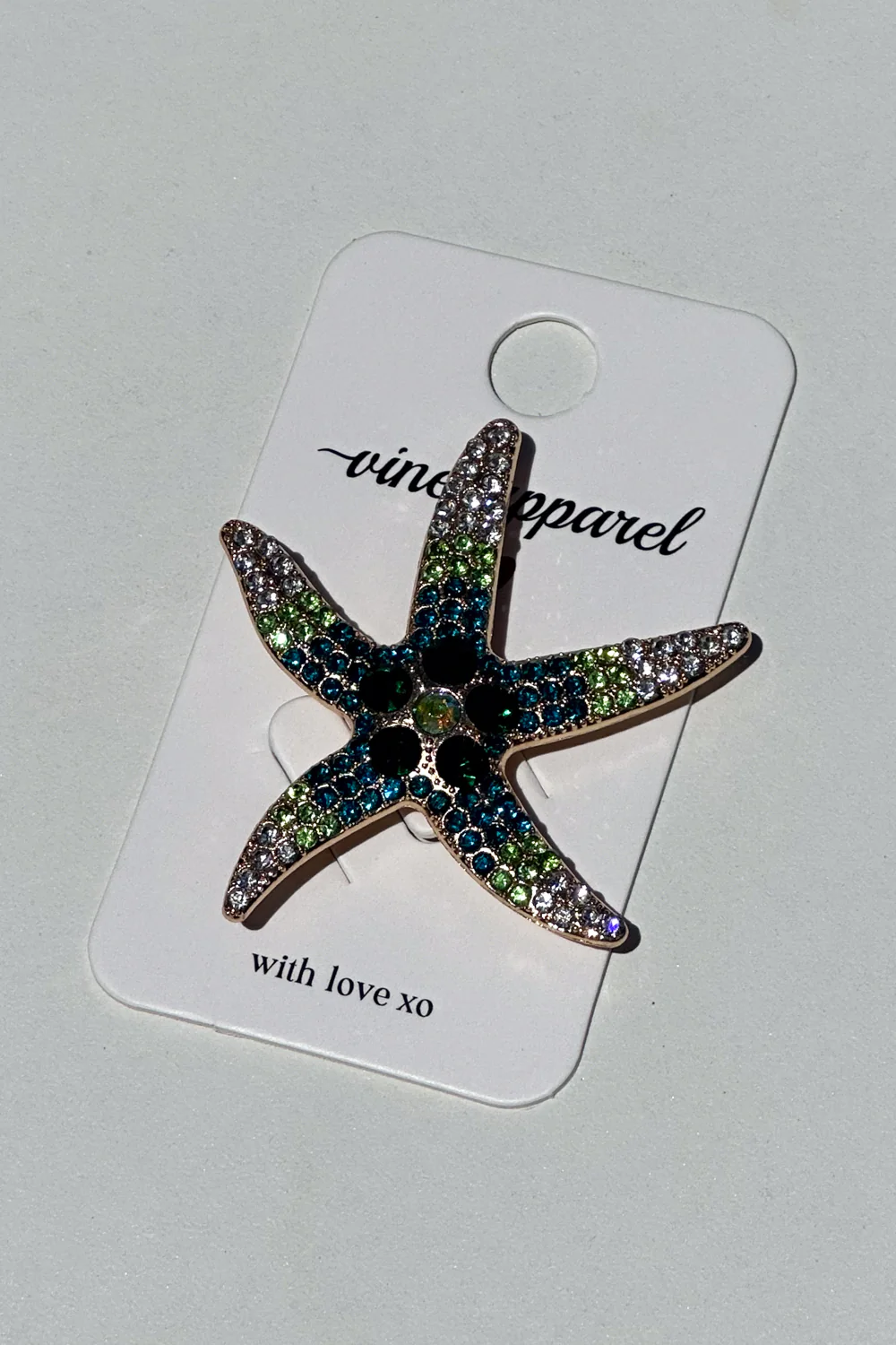 Alora Embellished Starfish Brooch - Turquoise - Image 2