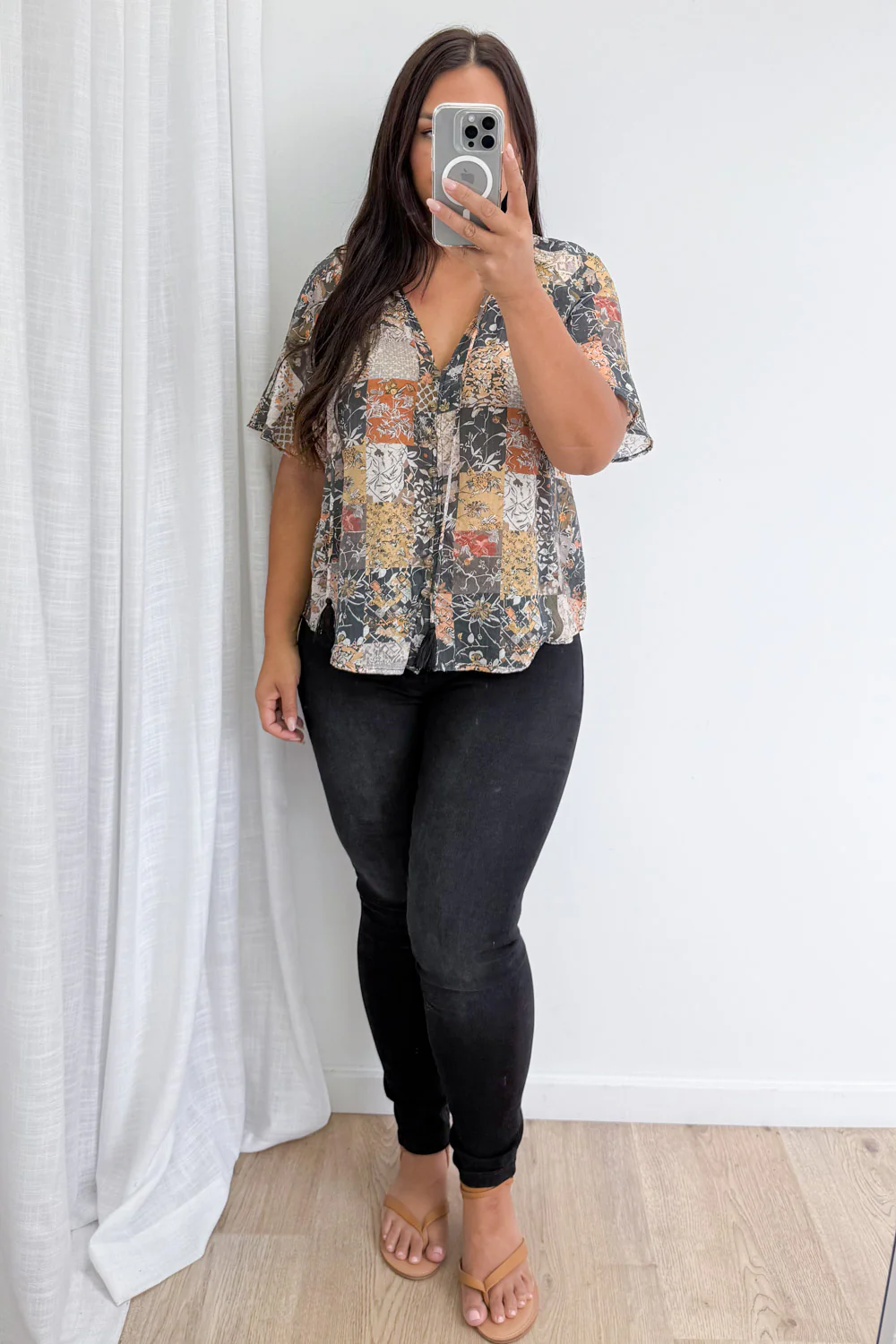 Angela Blouse - Black Multi Patchwork - Image 10