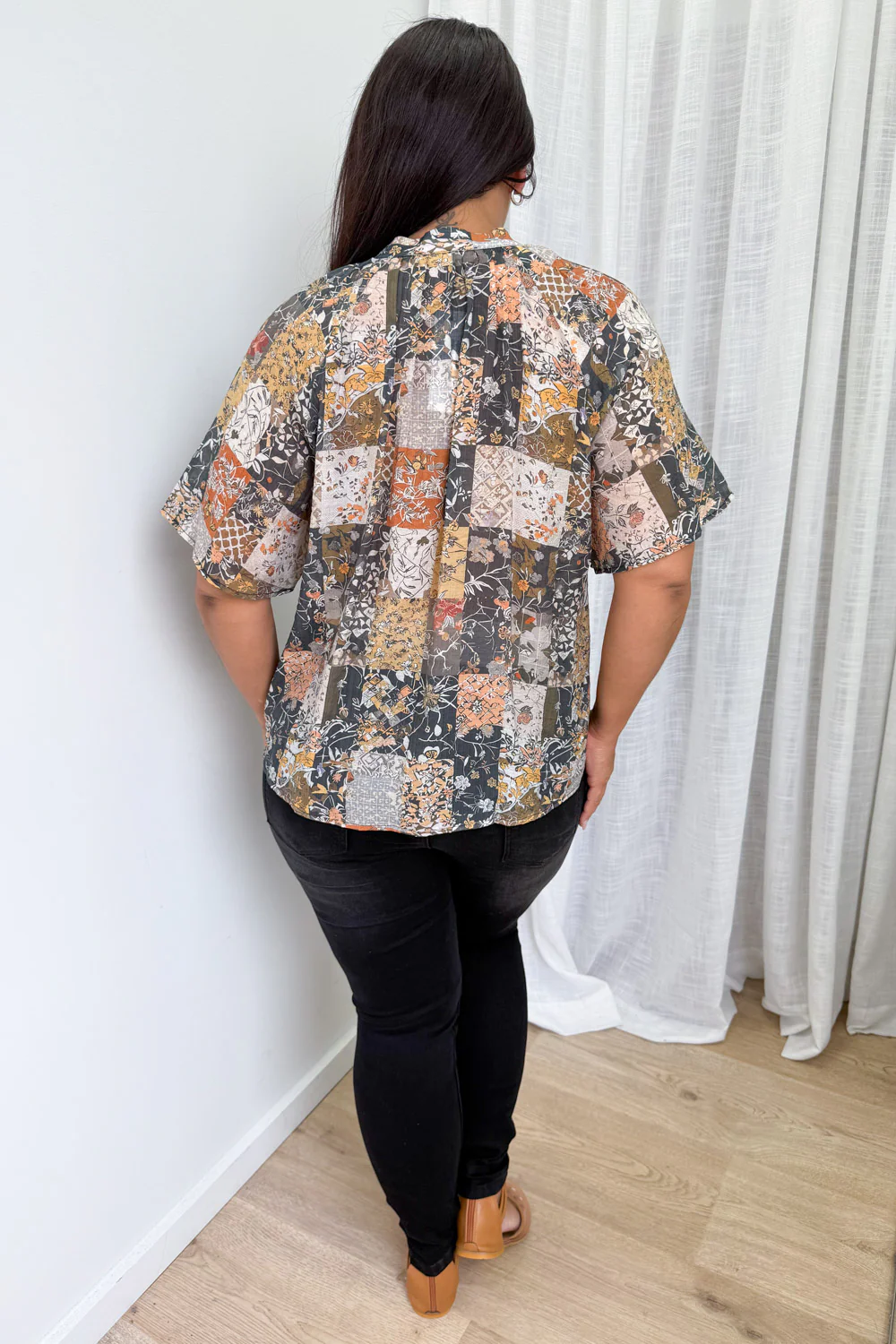 Angela Blouse - Black Multi Patchwork - Image 12