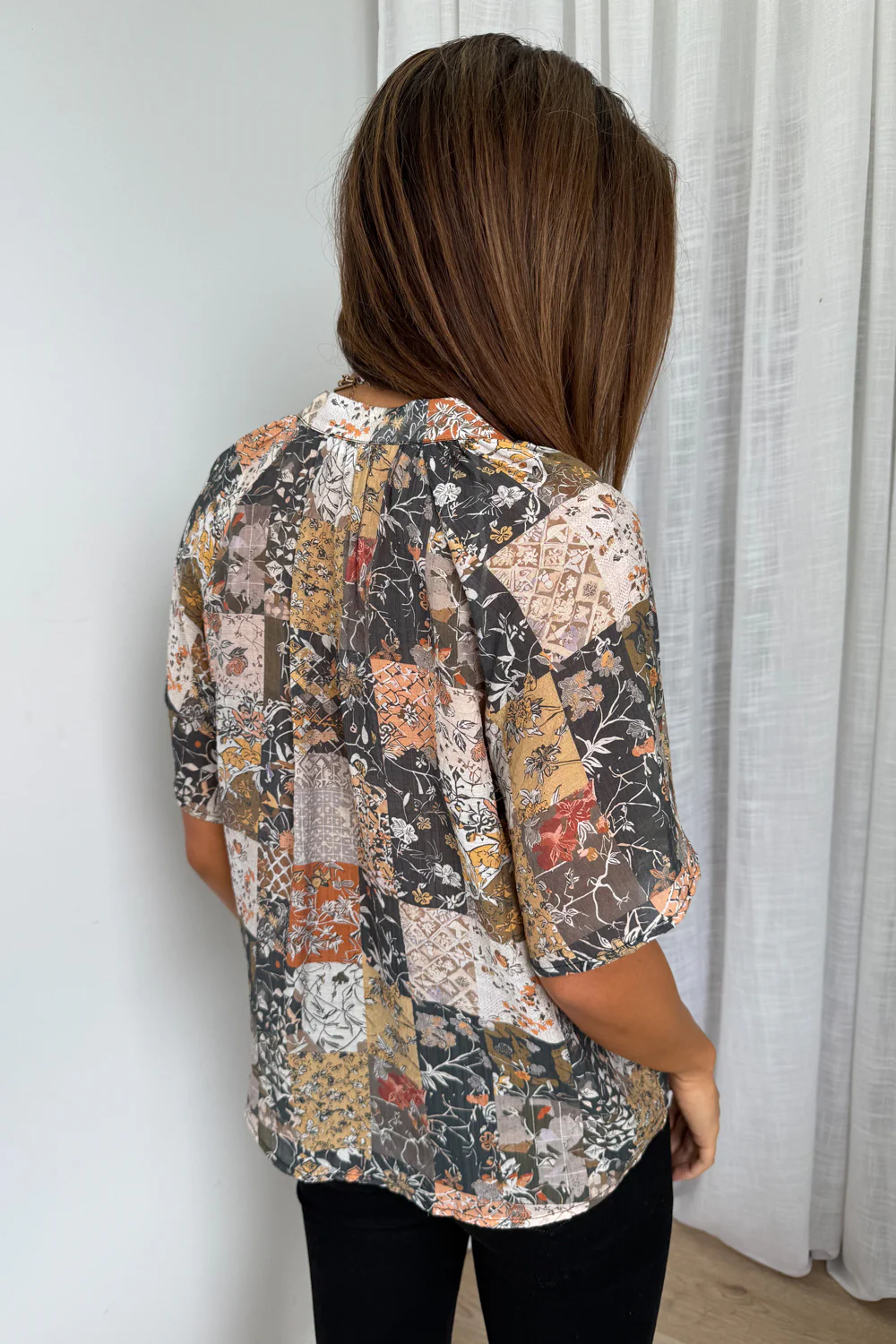 Angela Blouse - Black Multi Patchwork - Image 6
