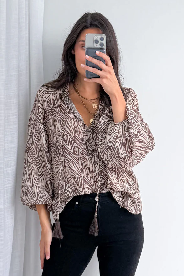 Angelica Blouse - Chocolate Zebra - Image 2