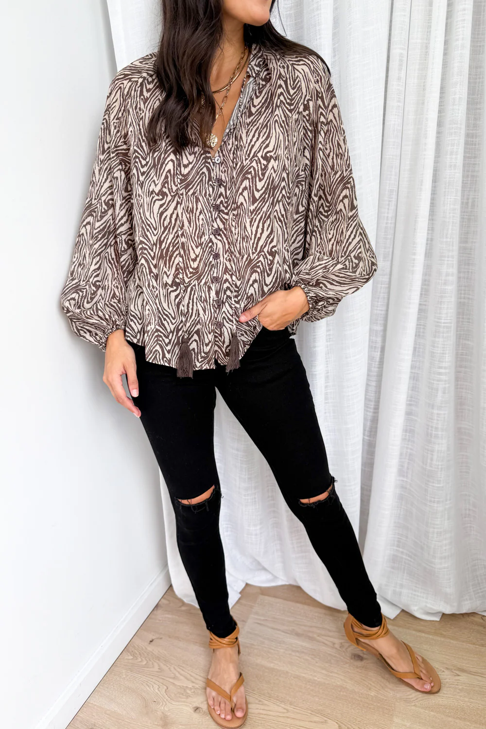 Angelica Blouse - Chocolate Zebra - Image 3
