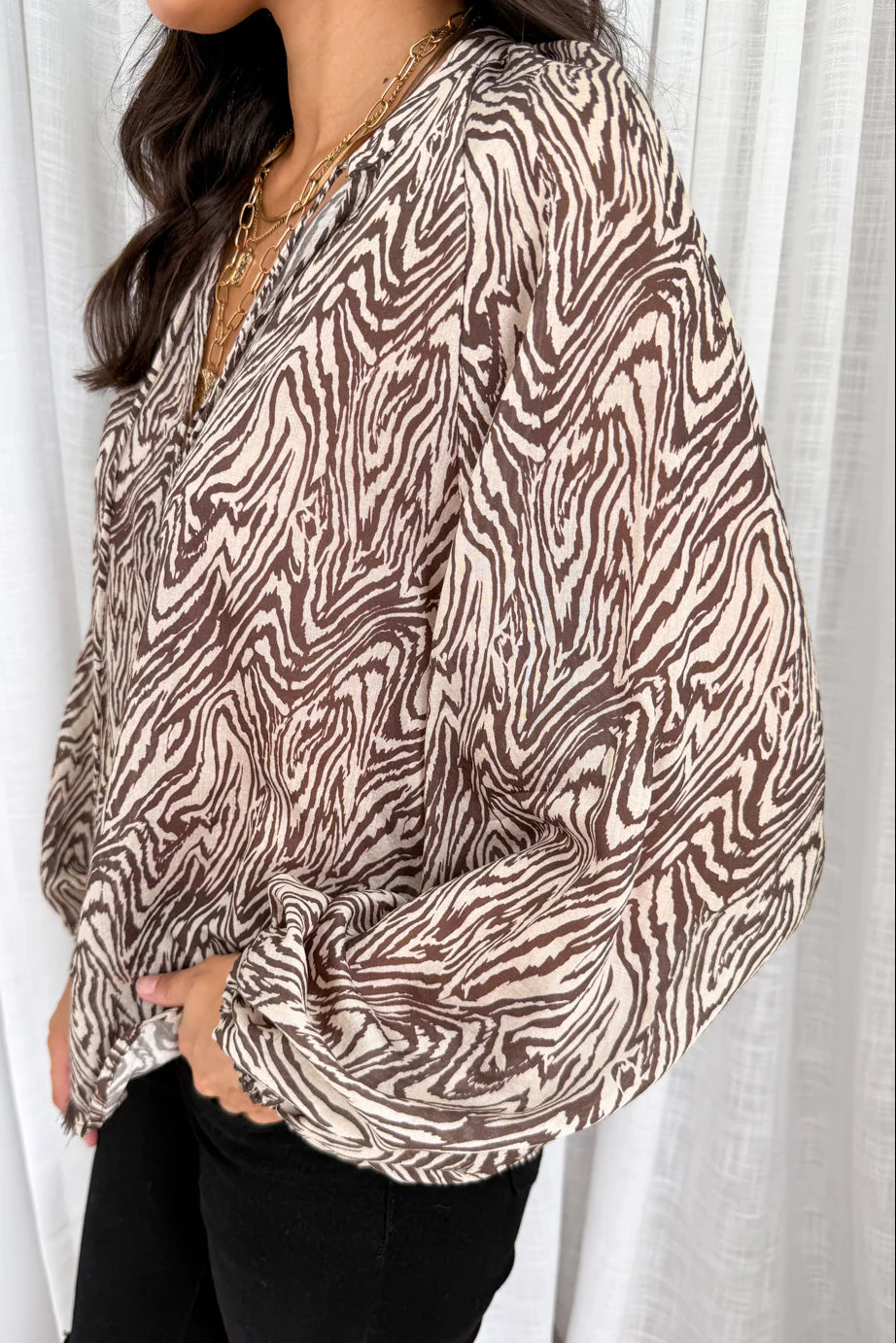 Angelica Blouse - Chocolate Zebra - Image 4