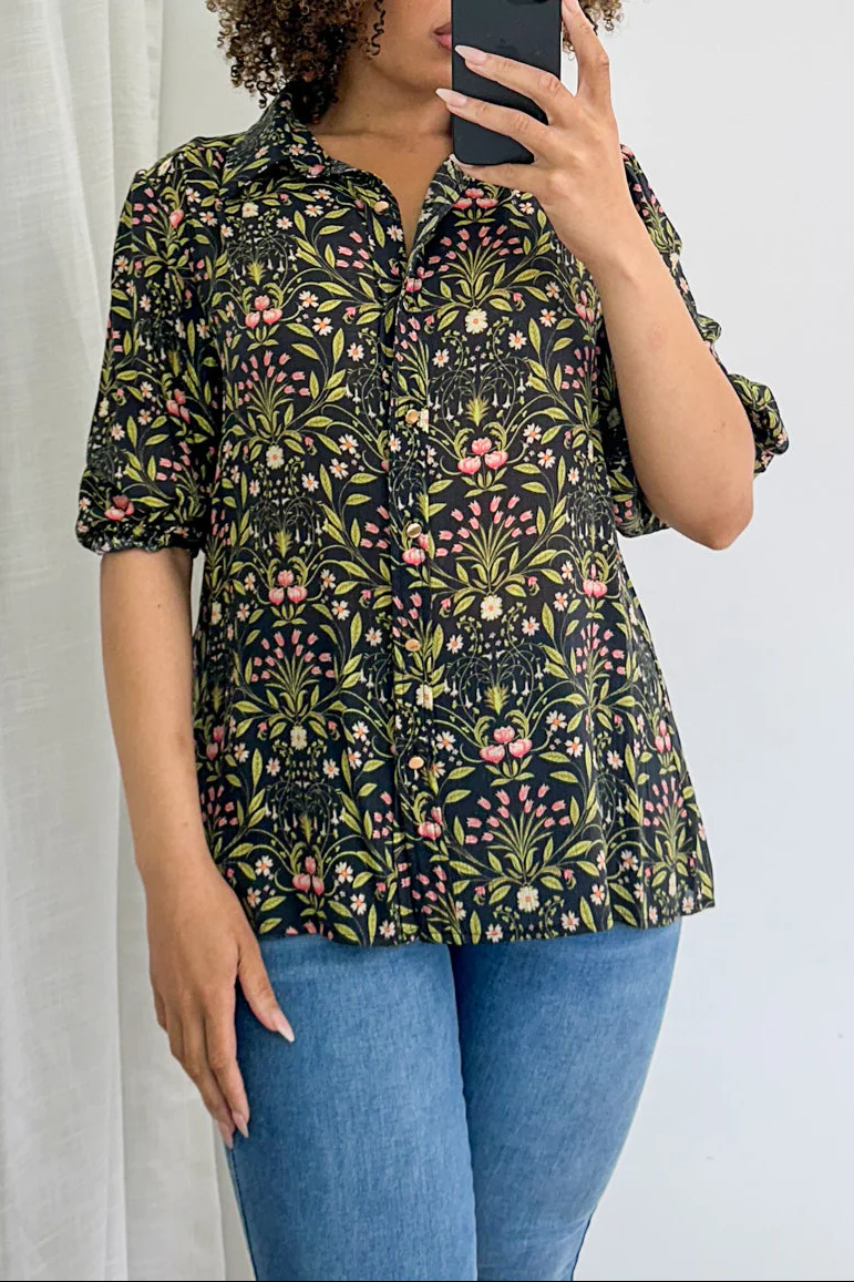 Anne Shirt - Black Floral - Image 12