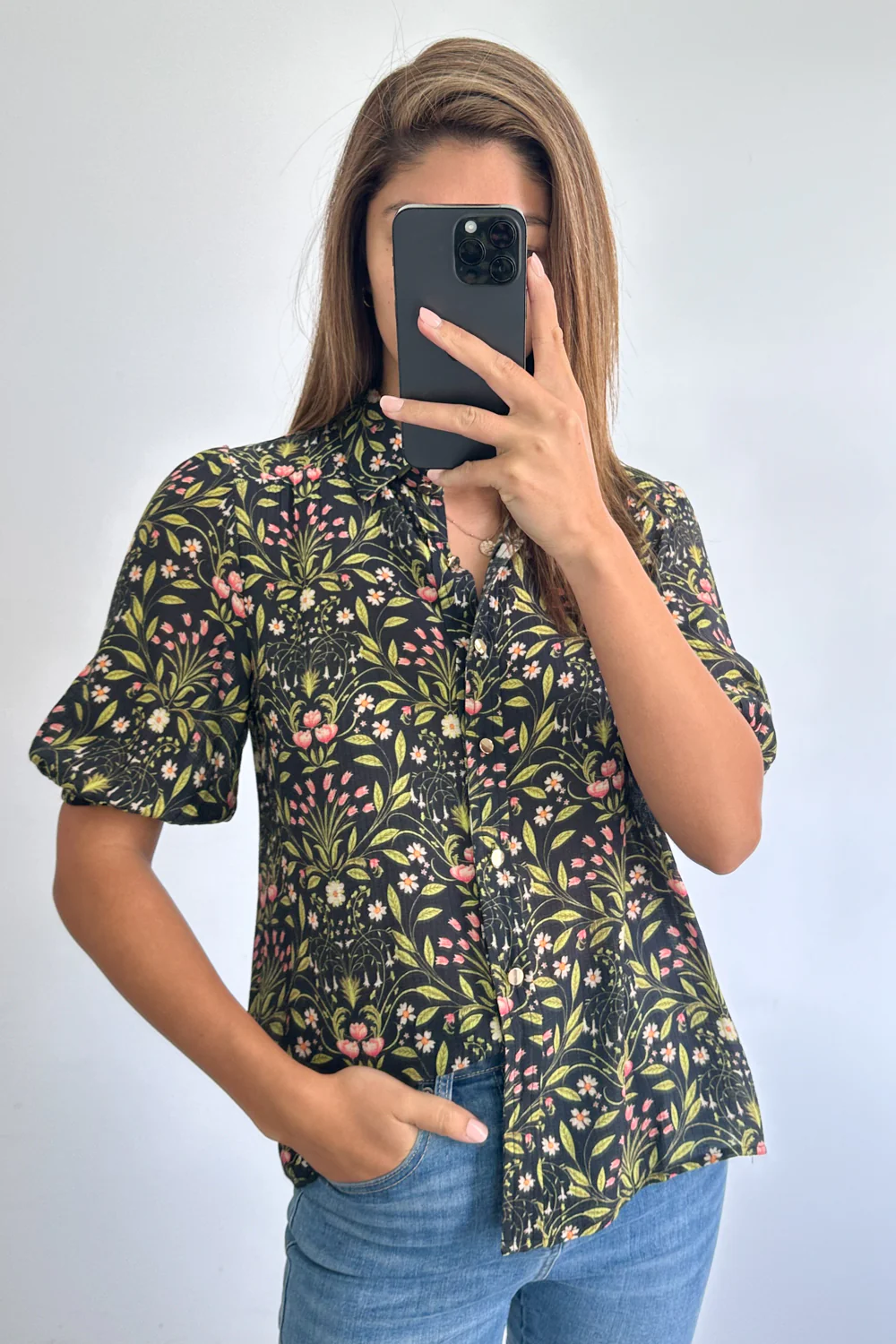 Anne Shirt - Black Floral - Image 9