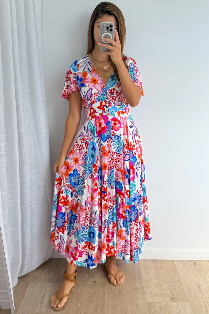 Annika Dress - White Multi Flower - Image 5