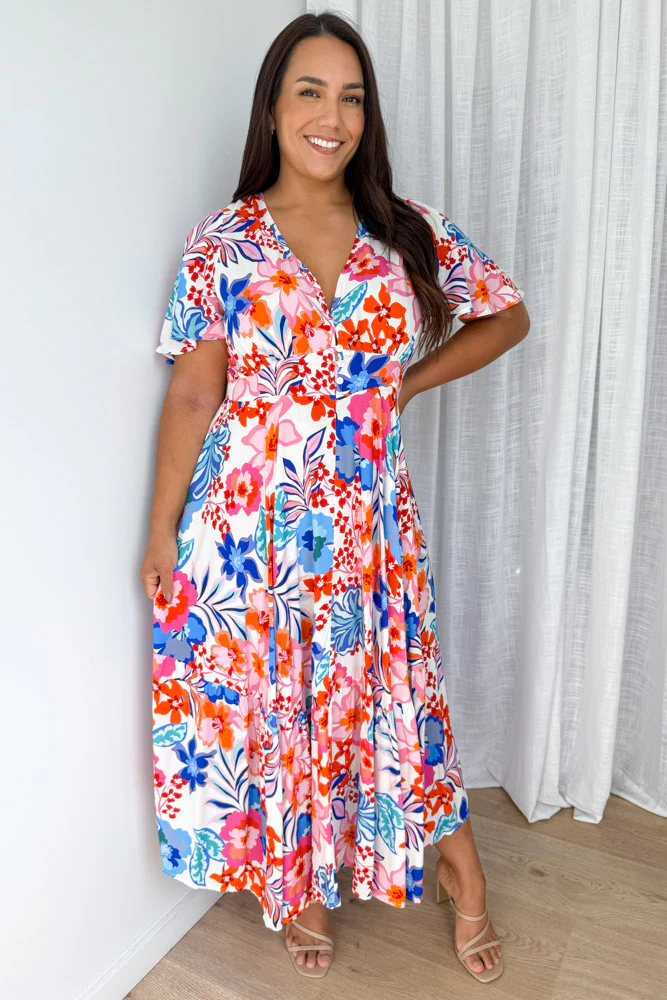 Annika Dress - White Multi Flower - Image 6