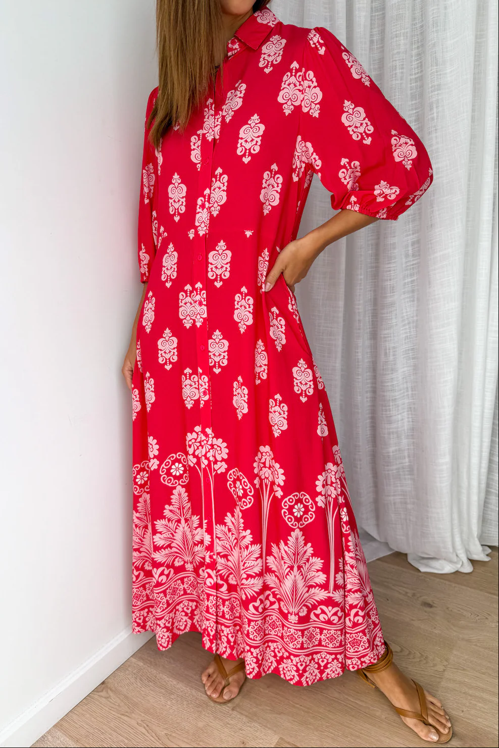 Ava Dress - Red Boho - Image 2