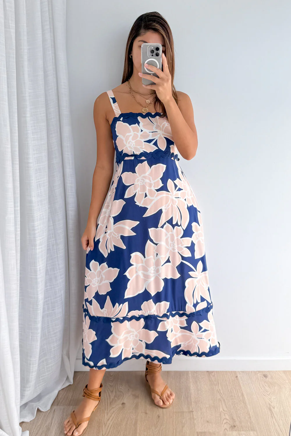 Avalee Dress - Navy Peach Floral - Image 2
