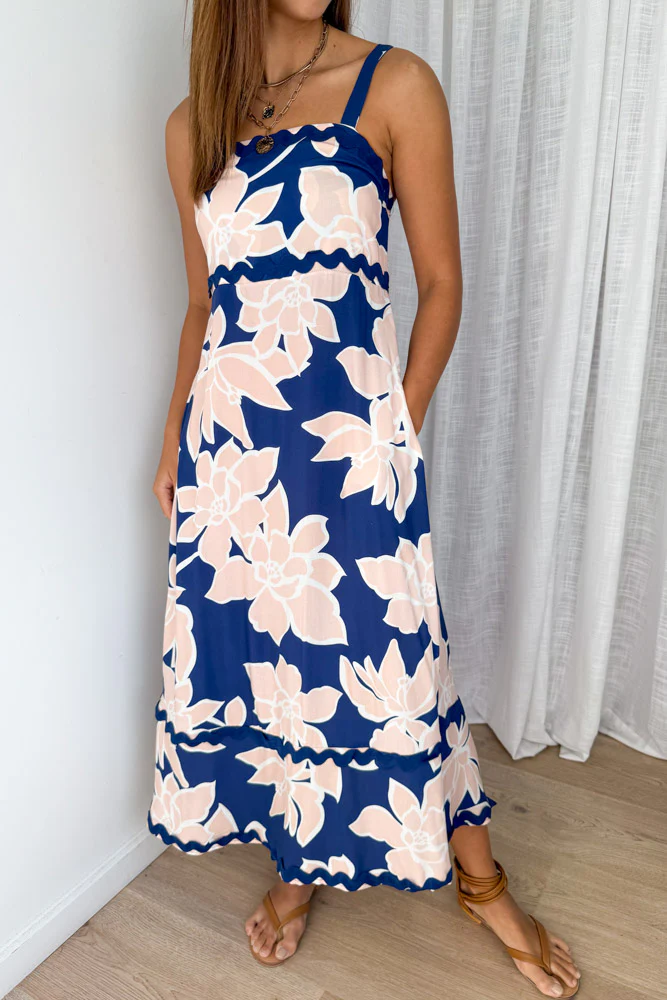Avalee Dress - Navy Peach Floral - Image 3