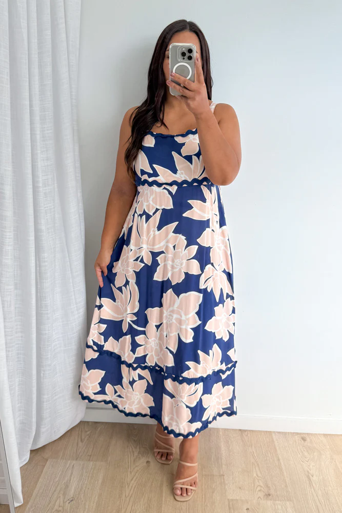 Avalee Dress - Navy Peach Floral - Image 7