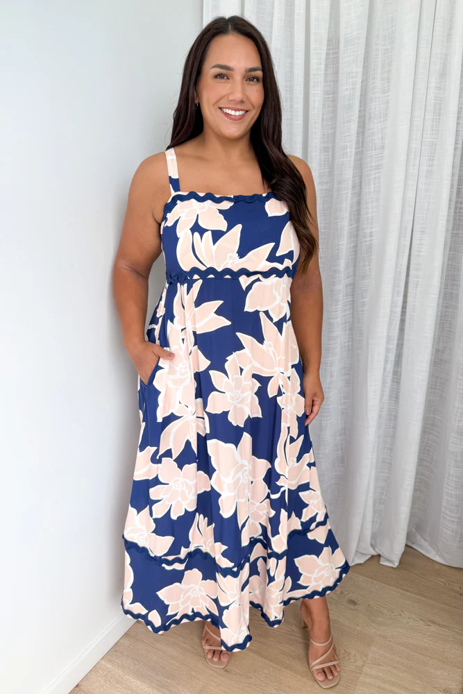 Avalee Dress - Navy Peach Floral - Image 8