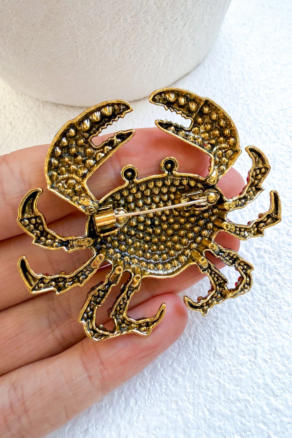 Bejewelled Crab Brooch - Red - Image 3