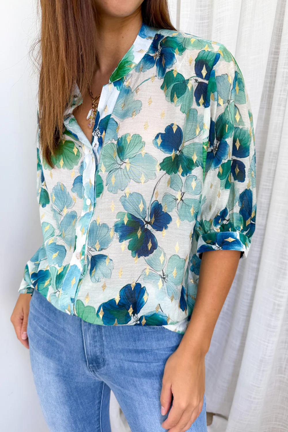 Berkley Blouse - Green Floral - Image 2