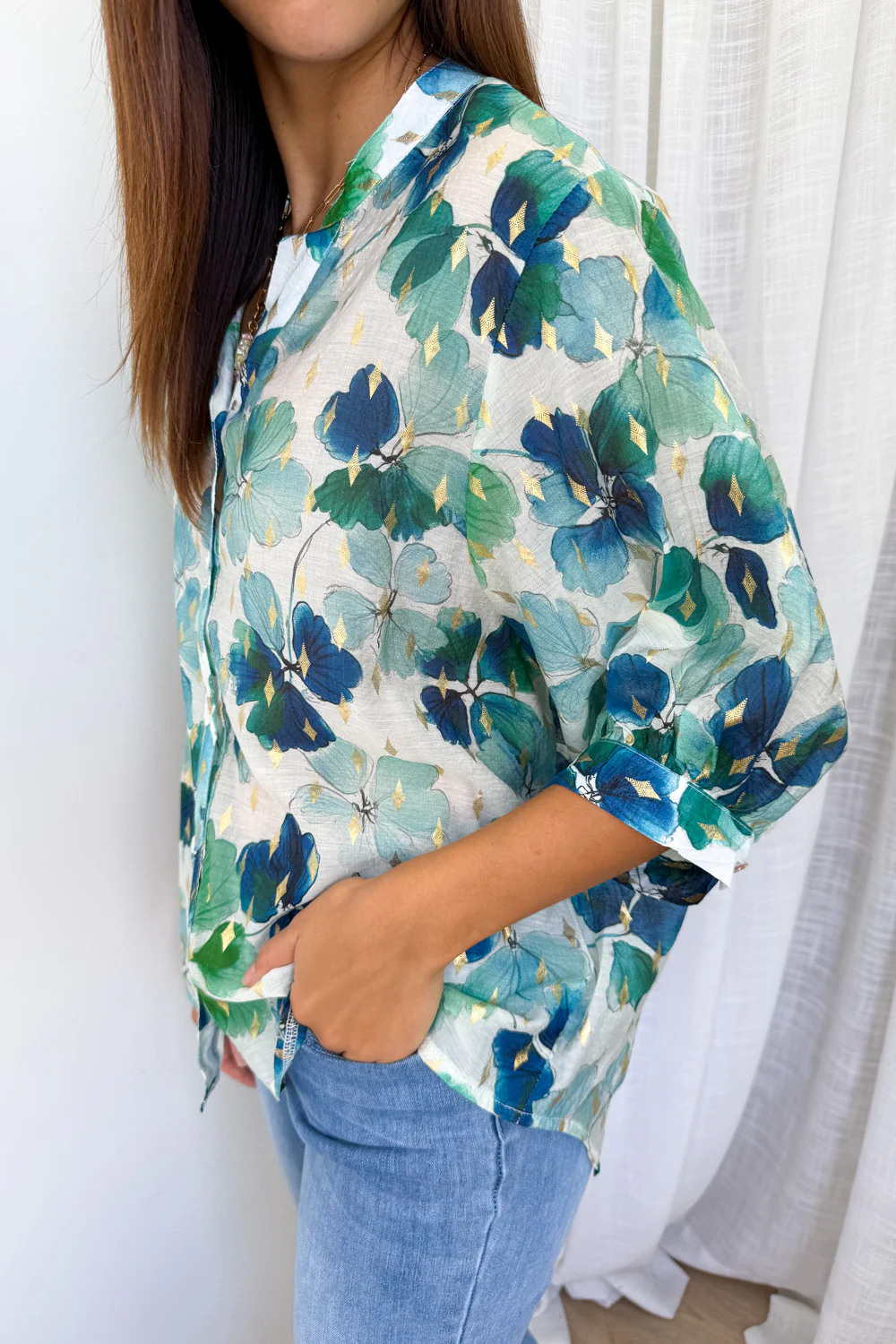 Berkley Blouse - Green Floral - Image 4