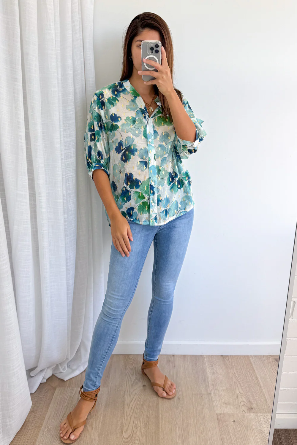 Berkley Blouse - Green Floral - Image 5