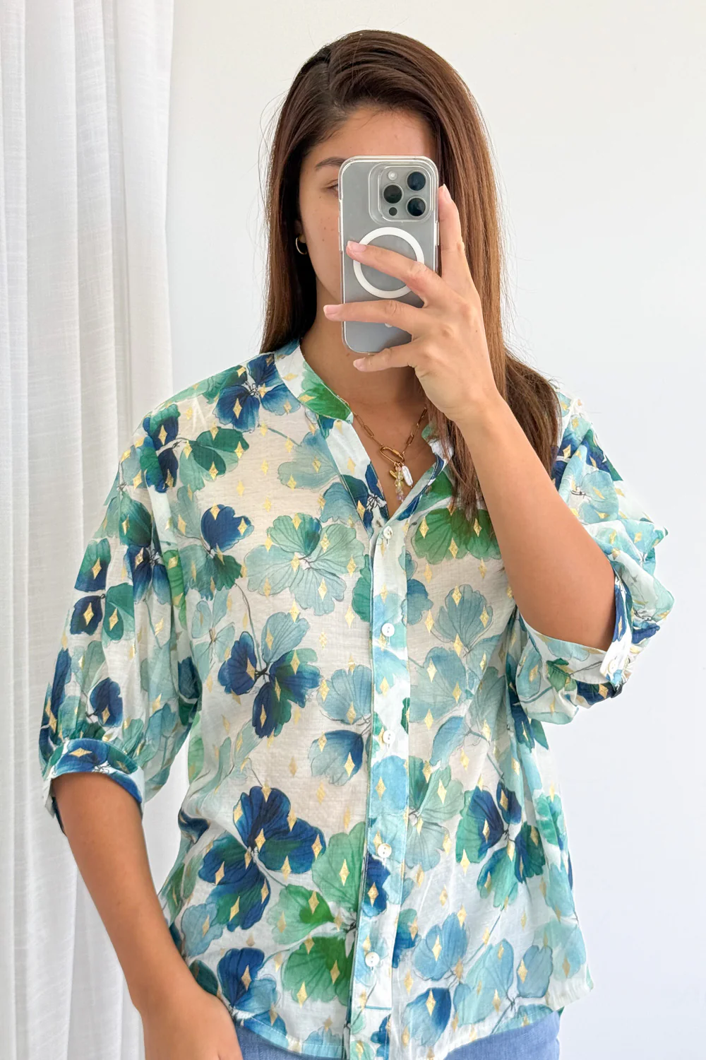 Berkley Blouse - Green Floral - Image 9