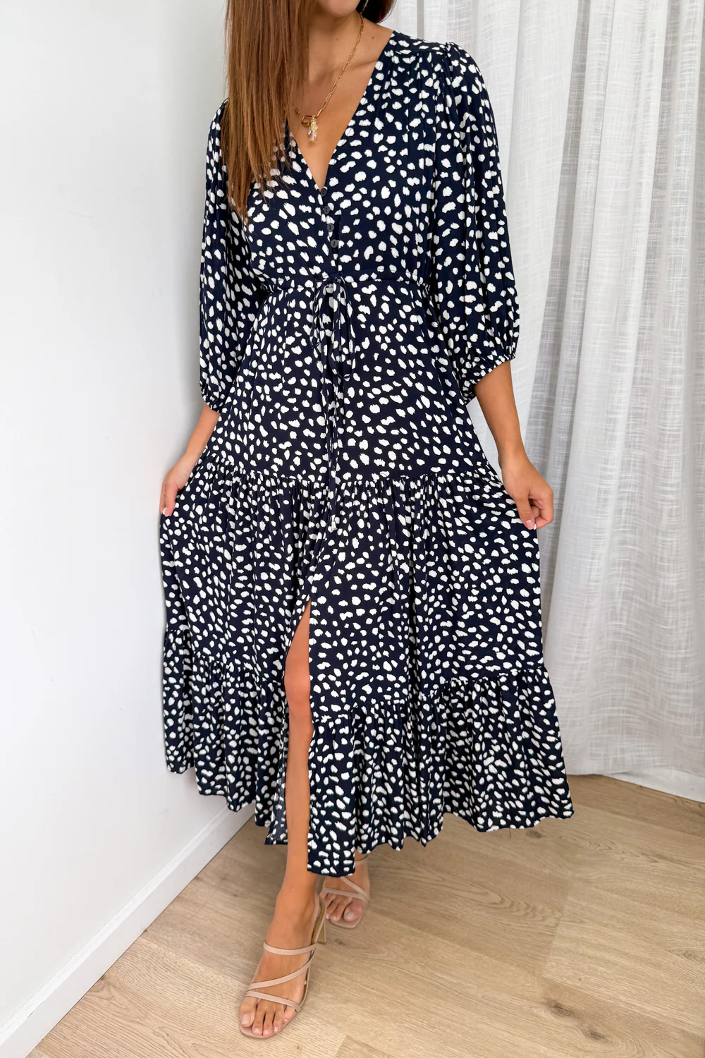 Birdie Dress - Navy White Spot - Image 2