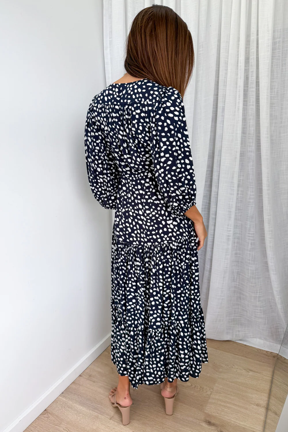 Birdie Dress - Navy White Spot - Image 5