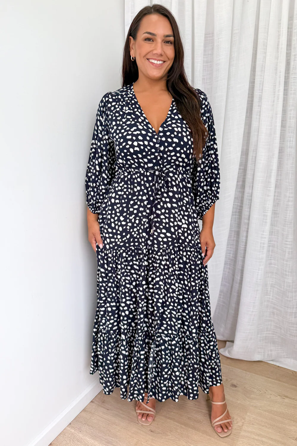 Birdie Dress - Navy White Spot - Image 7