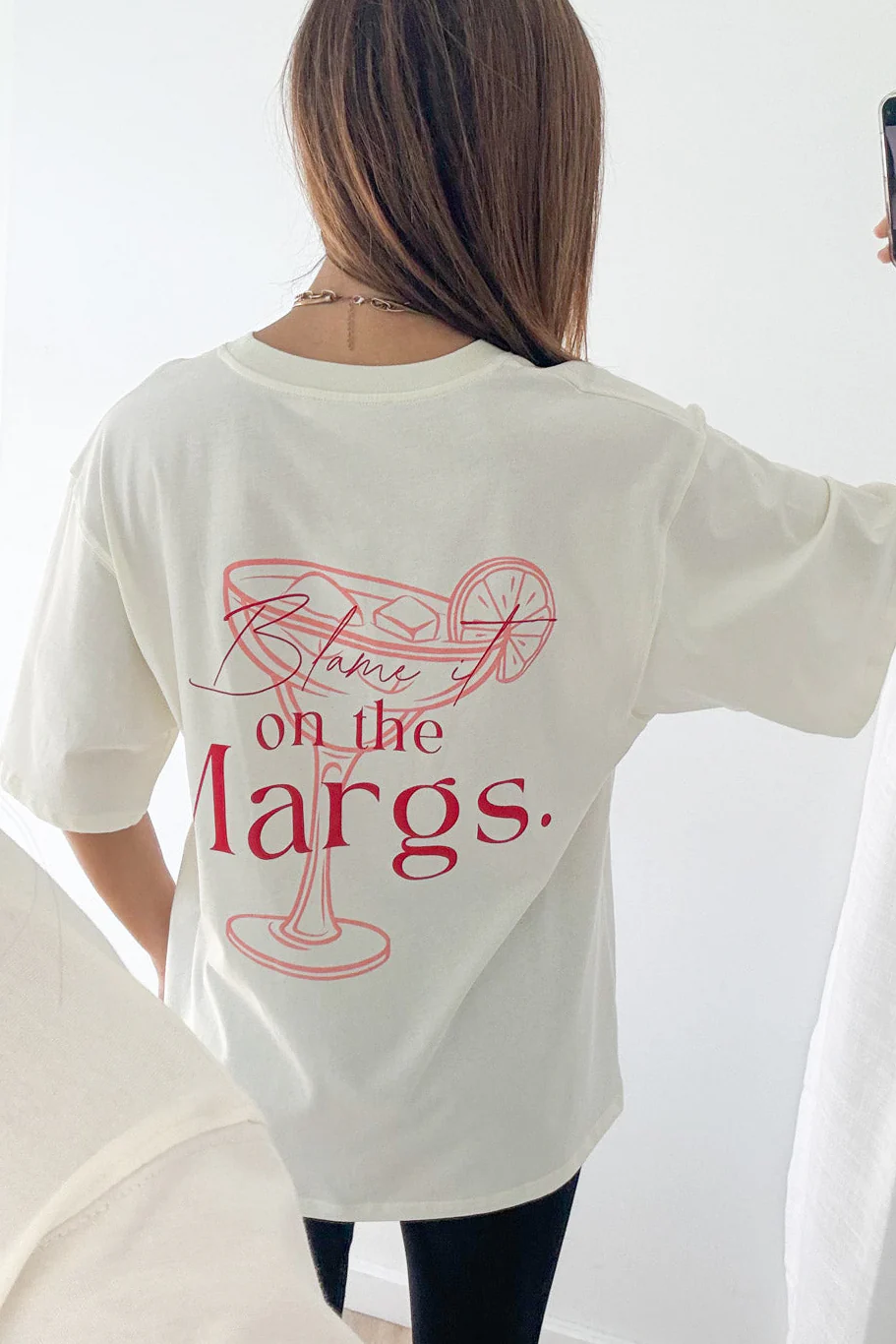 Blame It On The Margs Oversized Tee - Cream - Image 11