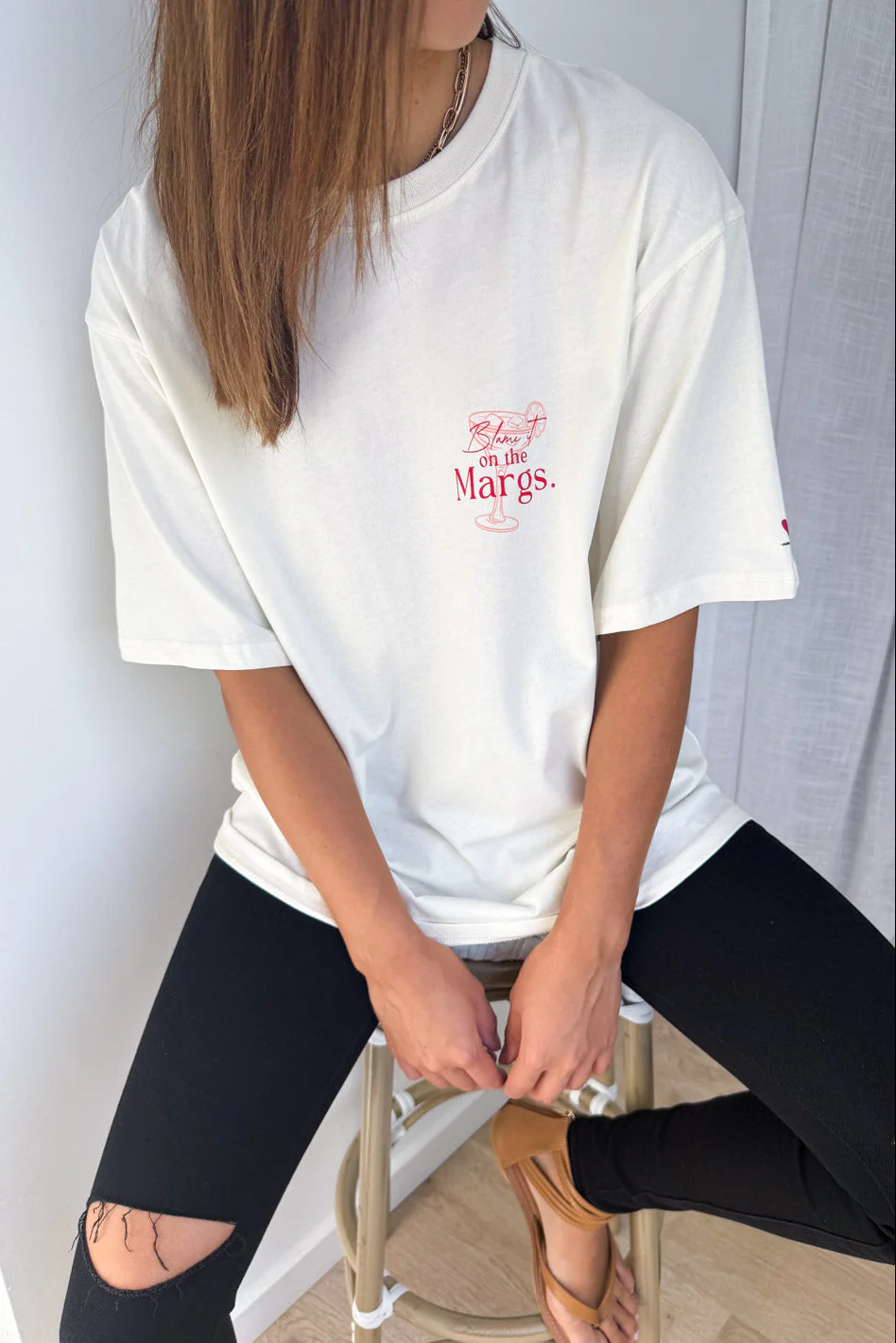 Blame It On The Margs Oversized Tee - Cream - Image 4