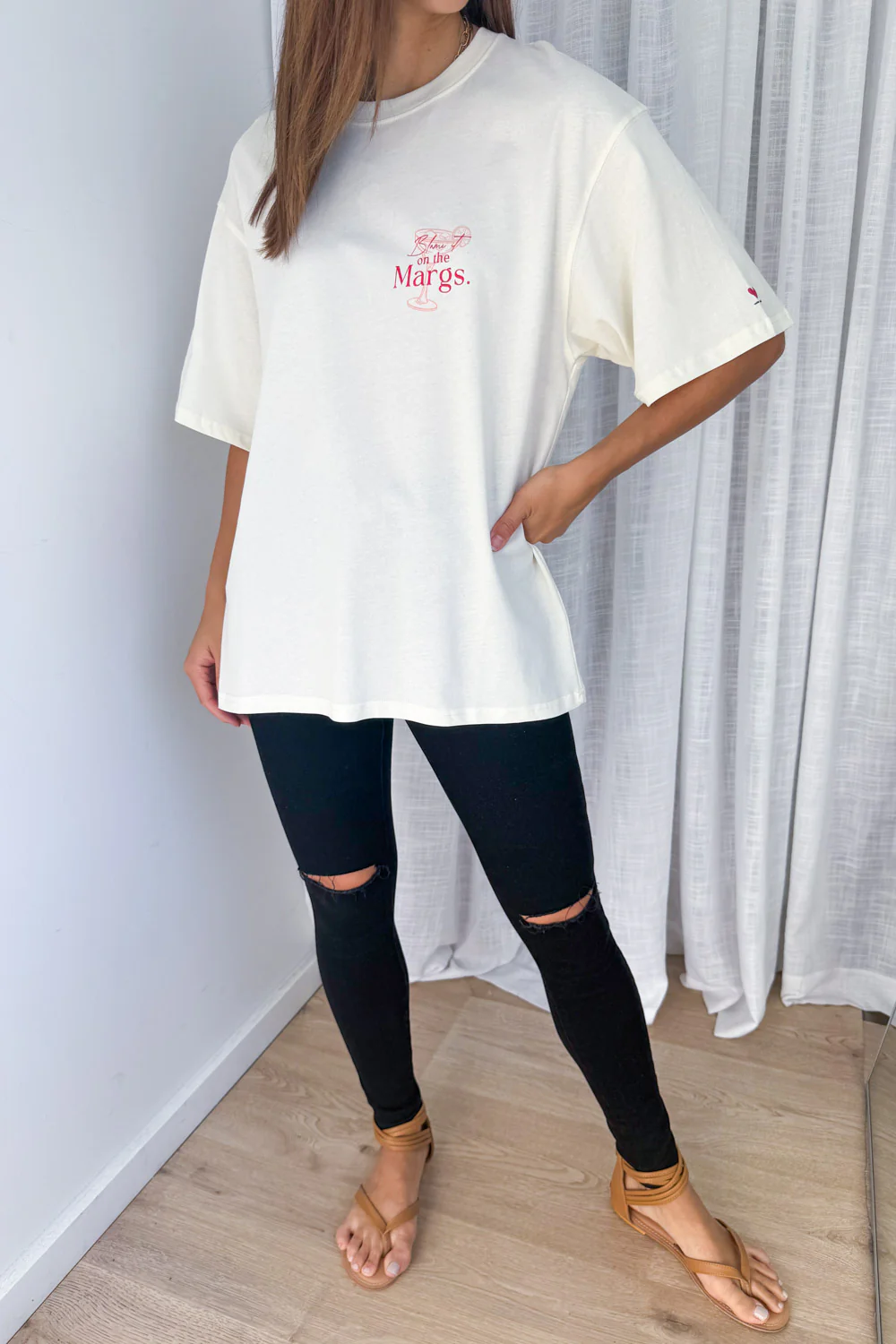 Blame It On The Margs Oversized Tee - Cream - Image 7