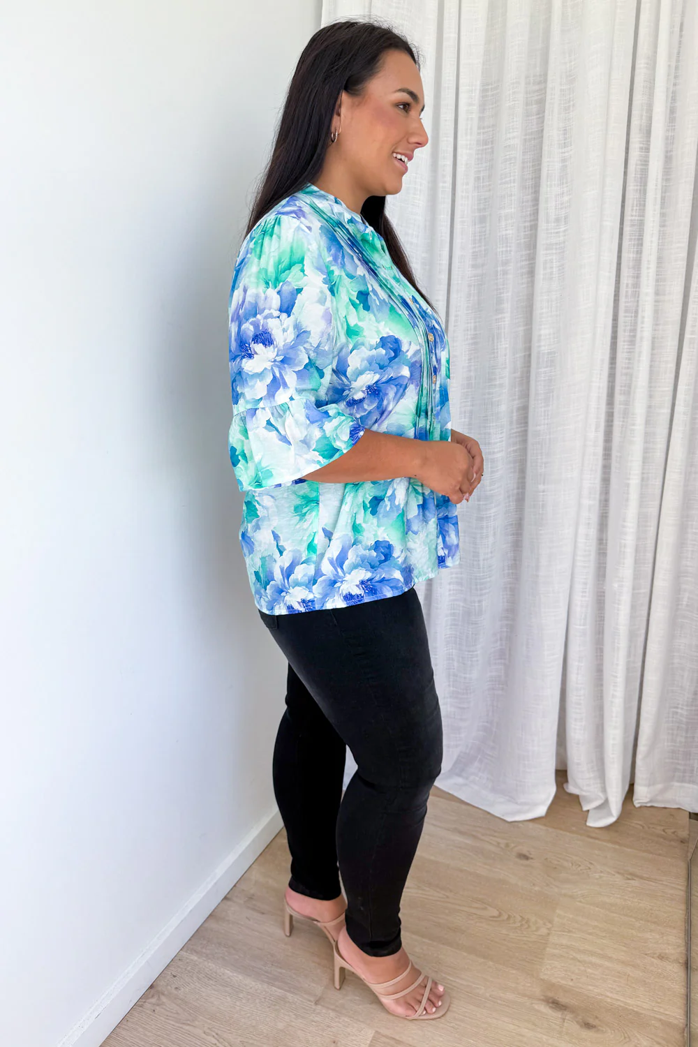 Botanic Blouse - Blue Turquoise Floral - Image 12