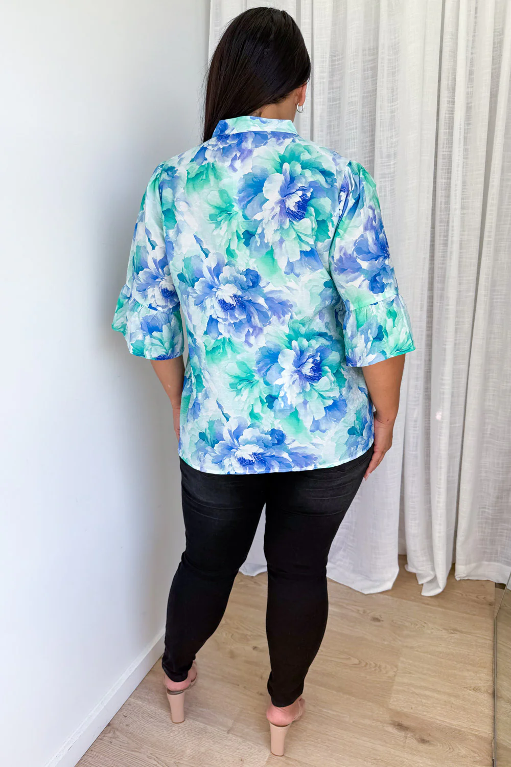 Botanic Blouse - Blue Turquoise Floral - Image 13