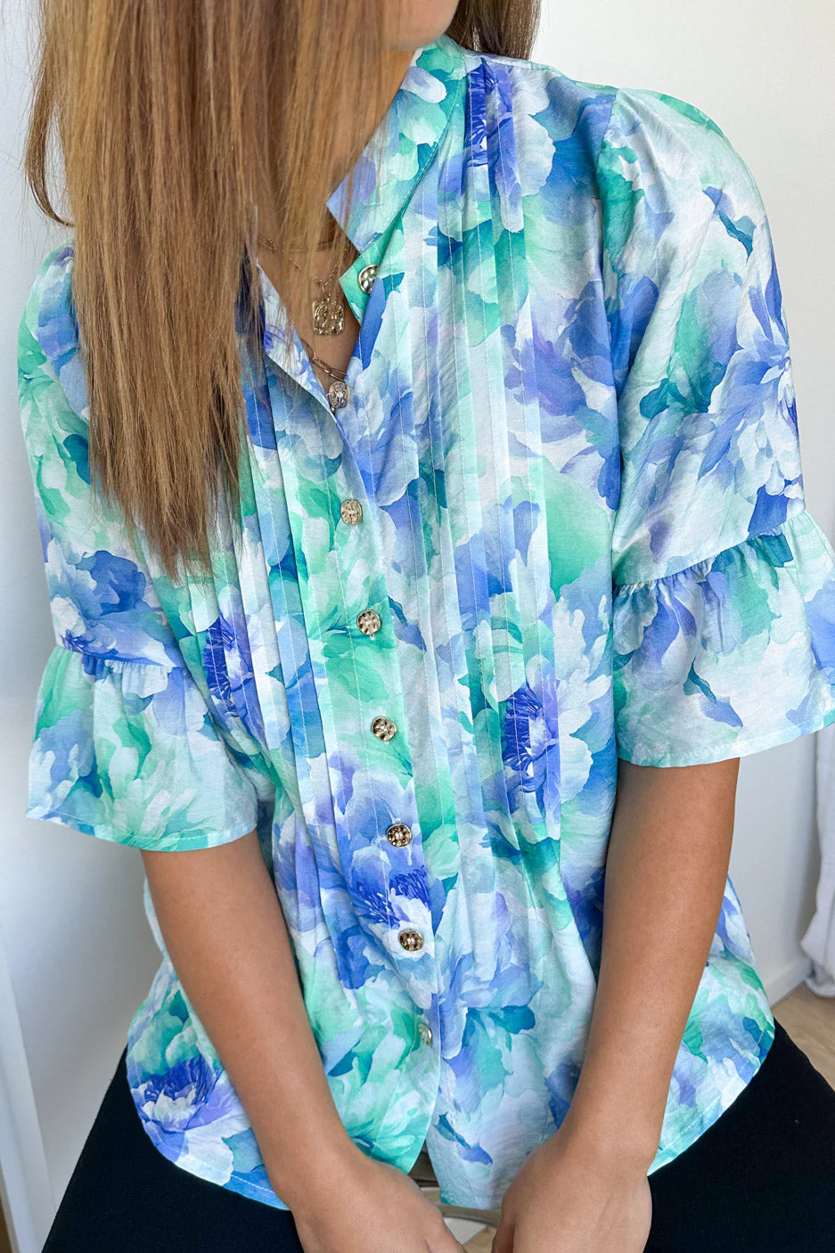 Botanic Blouse - Blue Turquoise Floral - Image 2