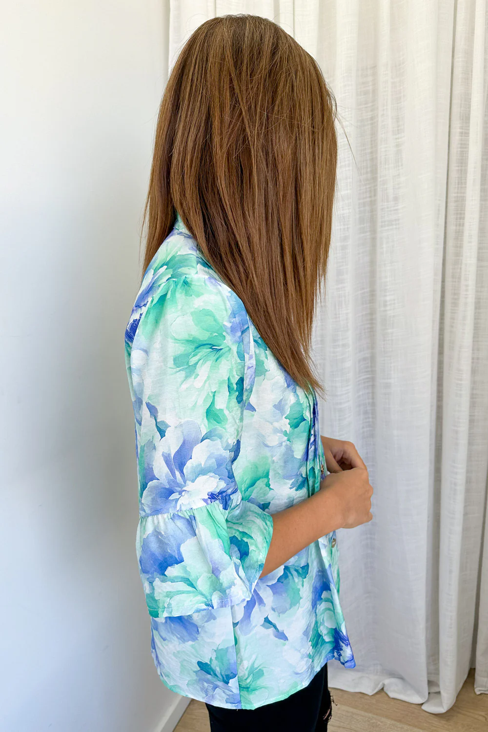 Botanic Blouse - Blue Turquoise Floral - Image 6