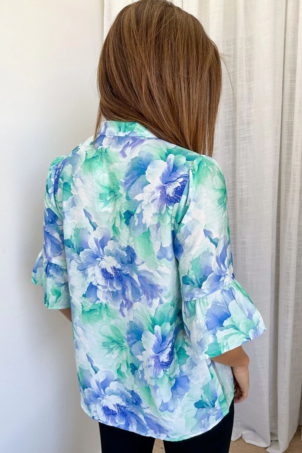 Botanic Blouse - Blue Turquoise Floral - Image 7
