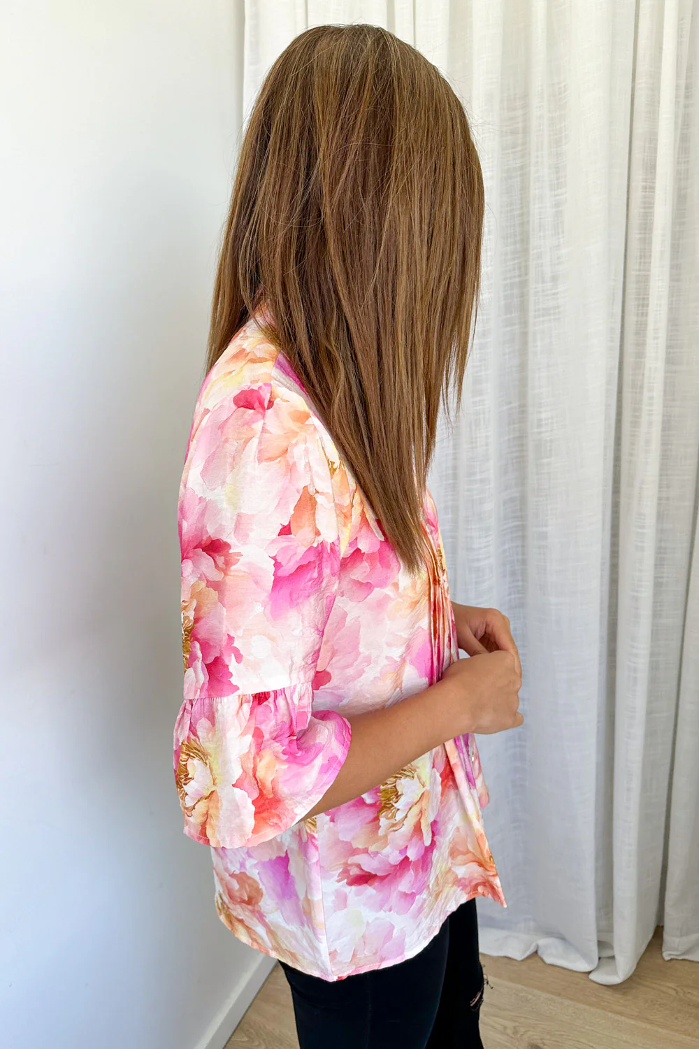 Botanic Blouse - Pink Orange Floral - Image 10