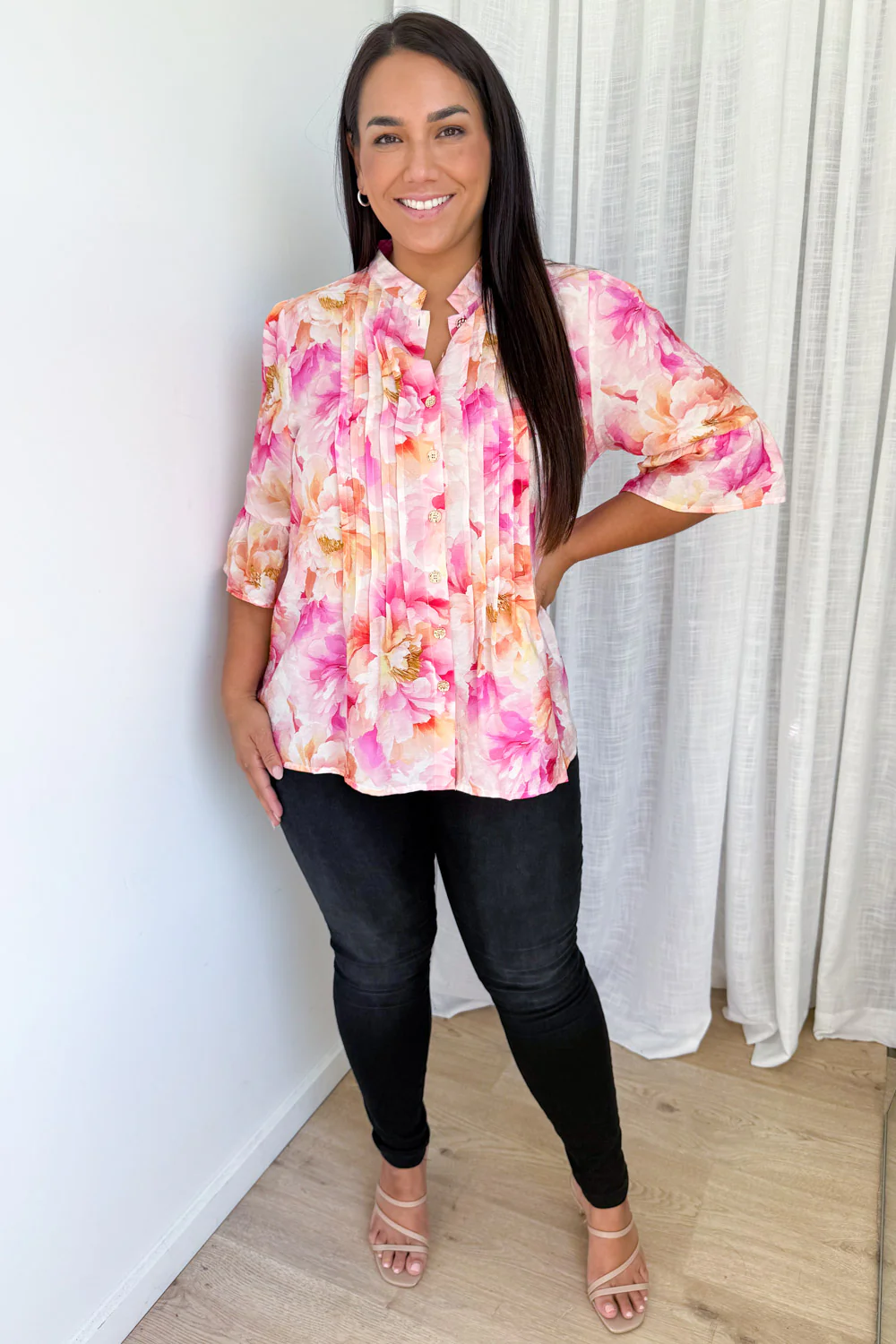 Botanic Blouse - Pink Orange Floral - Image 13