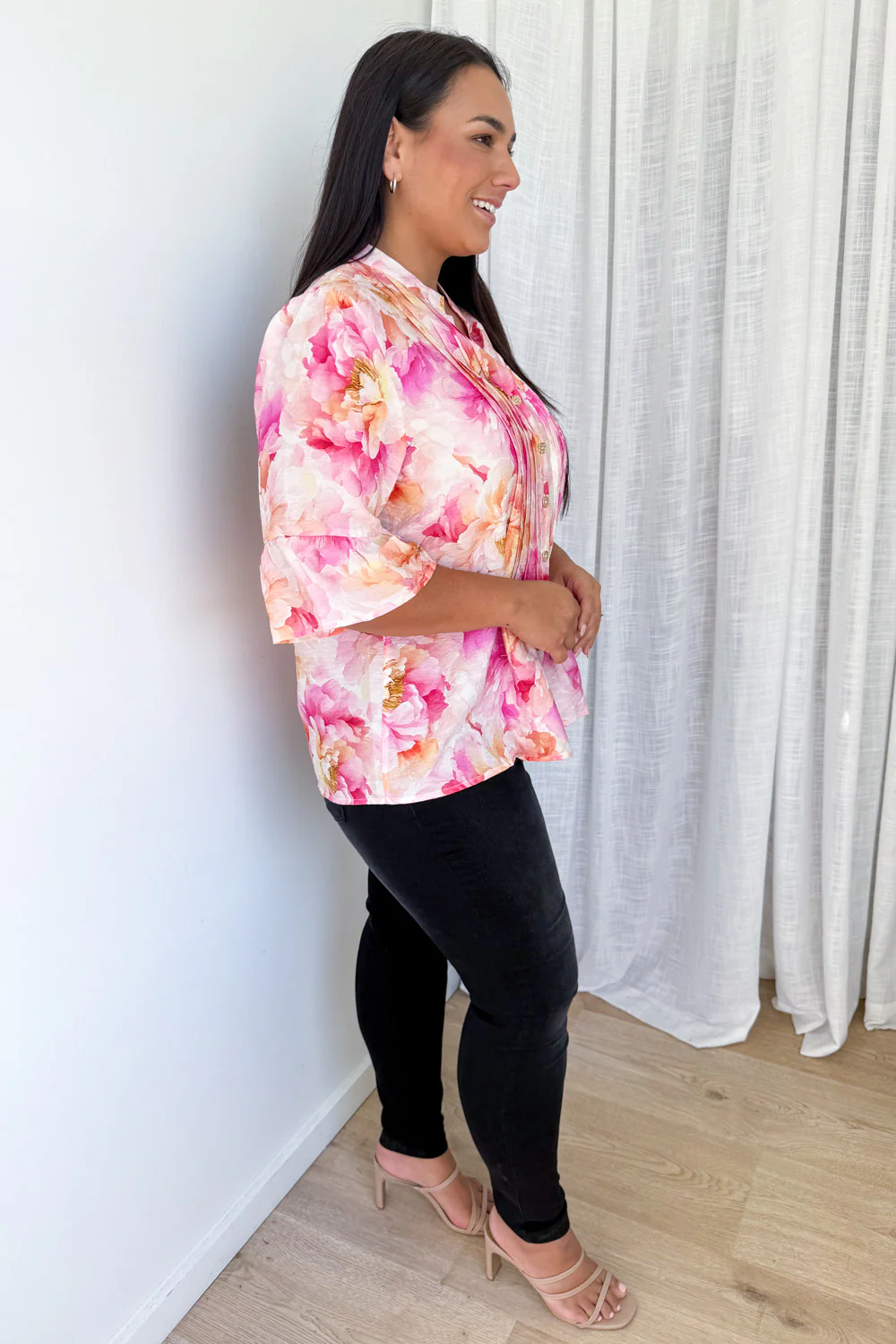 Botanic Blouse - Pink Orange Floral - Image 14