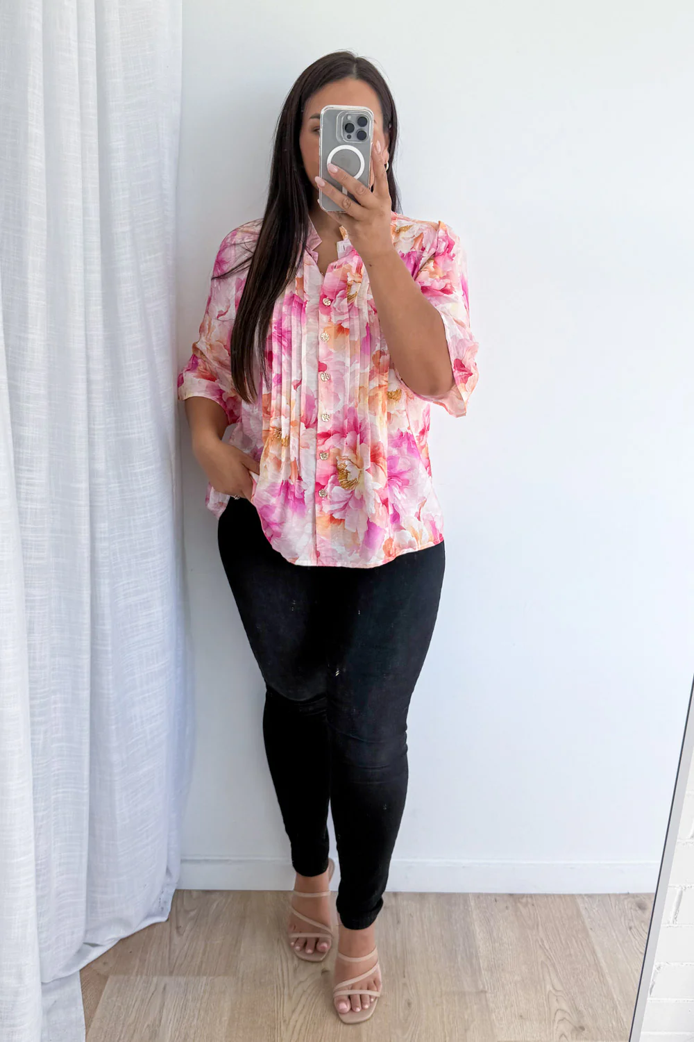 Botanic Blouse - Pink Orange Floral - Image 16