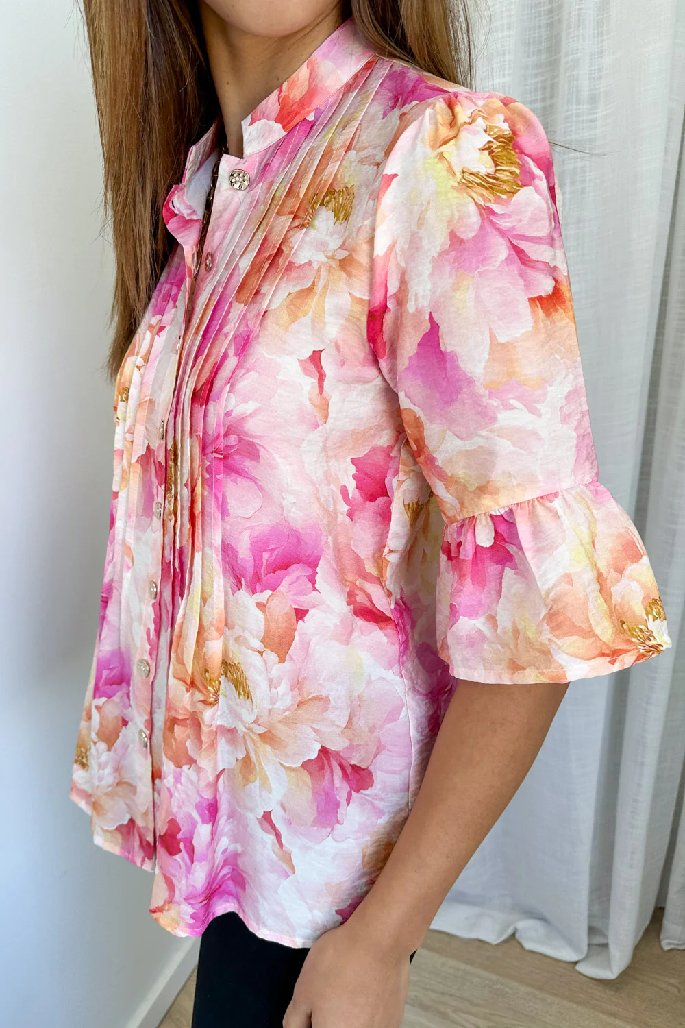 Botanic Blouse - Pink Orange Floral - Image 9