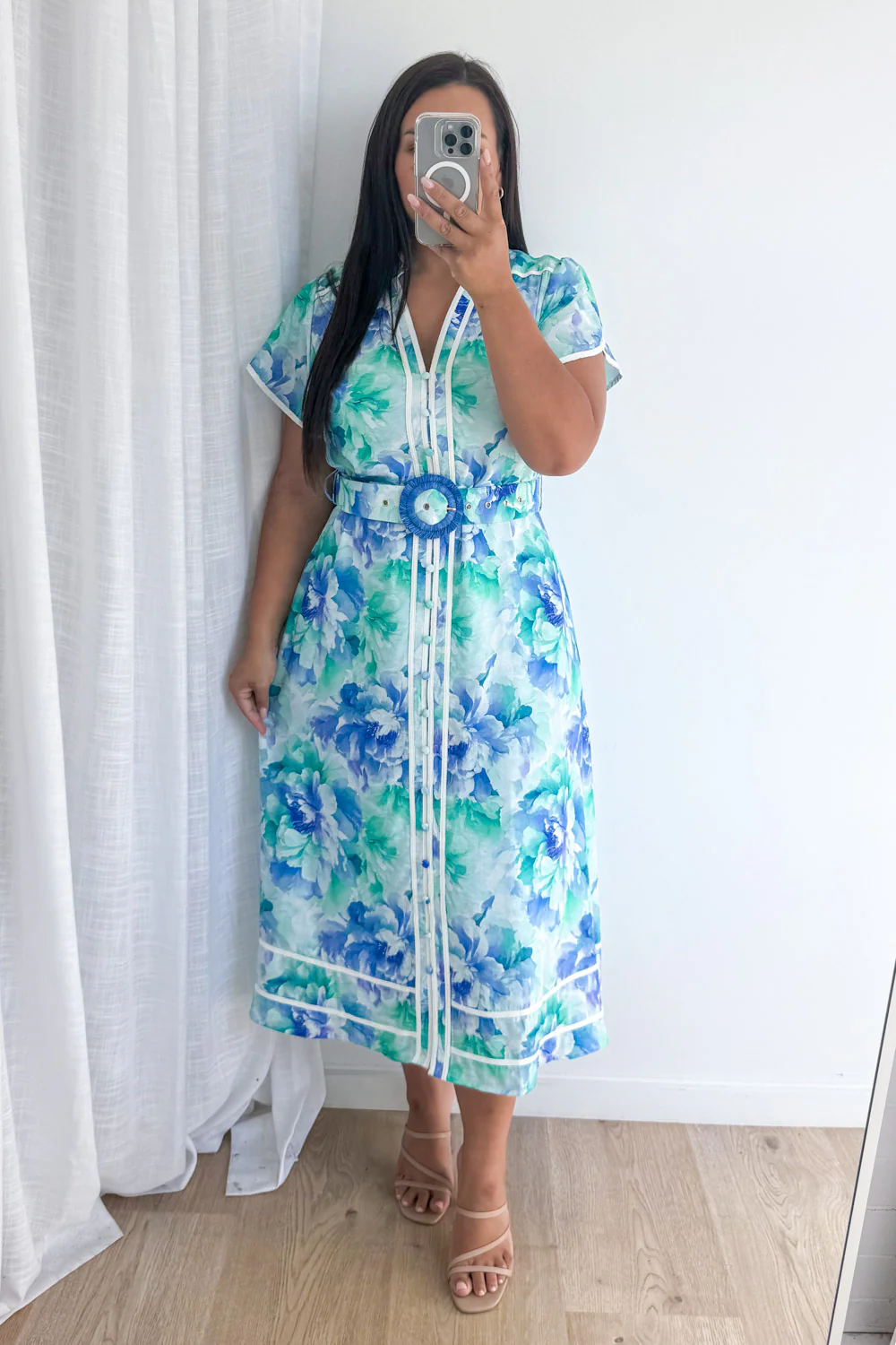 Botanic Dress - Blue Turquoise Floral - Image 11