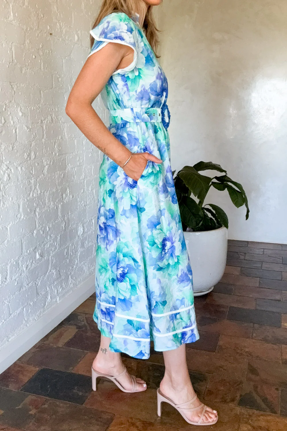 Botanic Dress - Blue Turquoise Floral - Image 5