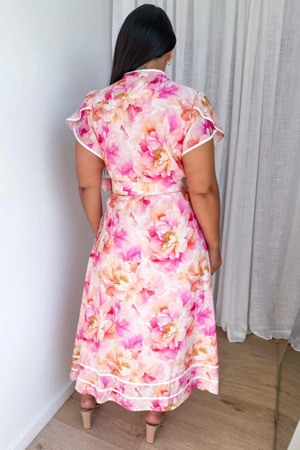 Botanic Dress  - Pink Orange Floral - Image 12